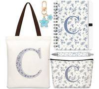 Talltalk Lot de 5 sacs fourre-tout avec initiale pour femme, beige bleu