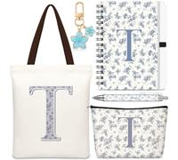 Talltalk Lot de 5 sacs fourre-tout avec initiale pour femme, beige bleu