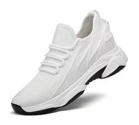 Tallure Sneakers, 10,2 cm Chaussures élévatrices en maille respirante, hauteur intérieure invisible pour hommes et femmes, chaussures décontractées, blanc, 42 EU