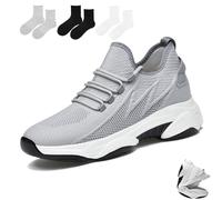 Tallure Sneakers, Height Increasing Shoes, 1.6/2.4/3.1/3.9in Height Invisible Increase, Flexible Fit, Mesh Breathable (Gray 1.6in,41)