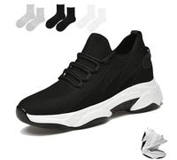 Tallure Sneakers, Height Increasing Shoes, 1.6/2.4/3.1/3.9in Height Invisible Increase, Flexible Fit, Mesh Breathable (Black 3.9in,37)