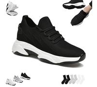 Tallure Sneakers, Tallure Sneakers for Women Men, Lightweight Breathable, Hidden Height Increase, Cushioned Sole, Arch Support for Everyday Comfort (Black,39)