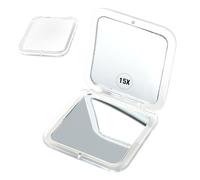 talNite Miroir de Poche Pliable 15X Grossissant -Miroir de Maquillage pour Les Voyages-Double Face avec grossissement 15X et Miroir 1X pour Sacs à Main (Argent)