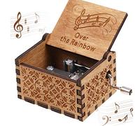 TALOEYH Boîte à musique en bois vintage à manivelle Over the Rainbow - Cadeau idéal pour un anniversaire, Noël, la Saint-Valentin