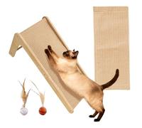 TALOEYH - Griffoir pour chat 105 °, 68 cm en forme de L, griffoir mural en sisal à double usage avec jouet, cadre en contreplaqué en bois massif et coussinet en sisal, pour tous les chats qui jouent