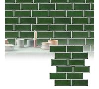 TALOEYH - Lot de 10 feuilles d'autocollants pour carrelage mural, crédence, métro, cuisine et salle de bain, bleu sarcelle (30,5 x 30,5 cm) (vert foncé)