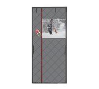 TALOEYH Rideau de porte magnétique à isolation thermique coupe-vent imperméable avec fenêtre, rideau de porte d'hiver épais Oxford à fermeture automatique pour salon, gris (90 x 210 cm)