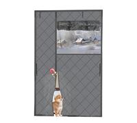 TALOEYH Rideau de porte magnétique à isolation thermique, coupe-vent, imperméable, couverture de porte d'hiver avec fenêtre, rideau de porte Oxford épais à fermeture automatique, gris (140 x 245 cm)