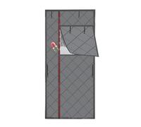 TALOEYH Rideau de porte magnétique à isolation thermique, coupe-vent, imperméable, couverture de porte d'hiver avec fenêtre en PVC, épais Oxford fermeture automatique, gris (90 x 210 cm)
