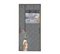 TALOEYH Rideau de porte magnétique à isolation thermique, coupe-vent, imperméable, couverture de porte d'hiver avec fenêtre en PVC, épais Oxford fermeture automatique, gris (90 x 200 cm)