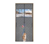 TALOEYH Rideau de porte magnétique à isolation thermique, coupe-vent, imperméable, couverture de porte d'hiver avec fenêtre, rideau de porte Oxford épais à fermeture automatique, gris (90 x 210 cm)