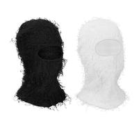 Taloit Lot de 2 cagoules détressées pour homme et femme - Masque coupe-vent - Protection UV - Chaud - Convient pour le ski, la moto, les sports d'hiver en plein air (noir + blanc), Noir + blanc, L/XL
