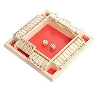 Taloit Shut The Box Jeu de société en bois, jeu de trac pour 4 joueurs, jeu de dés traditionnel, jeu de mathématiques, jeu familial amusant pour voyages, vacances