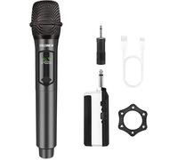 Talomen, Microphone sans fil, 2,4 GHz Ensemble de microphones sans fil avec récepteur, microphone dynamique rechargeable,160 pieds.