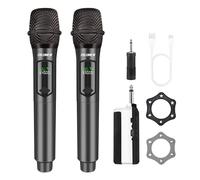 Talomen Microphone sans fil professionnel,système de dual microphone à 2.4 GHz Karaoké Dynamique Rechargeable avec Récepteur,160ft Ext,Idéal pour Karaoké,Chants,Fêtes,Soirées,DJ,Églises,Mariages,K60-2
