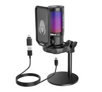 talomen USB Microphone Gaming, RGB Condensateur Microphone pour PC PS5, avec Bouton de Silence, Fixation Antichoc, Filtre Anti-Pop, pour Streaming Discord Twitch Podcasts Videos F8