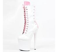 Talon Aiguille Chaussures de Pole Dance à Talons Hauts Sexy 20CM Colour Blocking Thin Heel Waterproof Platform Model,White-43