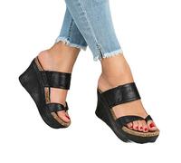 Lfzhjzc Talon compensé Oignon Attelles Sandale, PU Cuir Gros Orteil Hallux Valgus Tongs Femmes, Pied Correction Plage Tongs (Color : Black, Size : 37 EU)