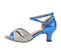 Talon Femme Chaussure de Danse Latine pour Femme - Semelle Souple et antidérapante pour Un Confort Optimal - Design Moderne et Pratique, idéale pour Les Cours et compétitions Bleu-b, 41
