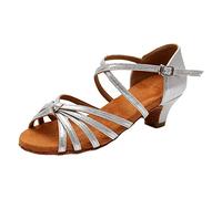 Talon Femme Chaussure de Danse Latine pour Femme - Semelle Souple et antidérapante pour Un Confort Optimal - Design Moderne et Pratique, idéale pour Les Cours et compétitions Argent-a, 42