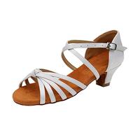 Talon Femme Chaussure de Danse Latine pour Femme - Semelle Souple et antidérapante pour Un Confort Optimal - Design Moderne et Pratique, idéale pour Les Cours et compétitions Blanc-a, 38