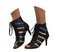 Talon Femme Chaussures de Danse Latine élégantes à Talons Aiguilles et Bout Ouvert, idéales pour Une soirée (Black, 38)