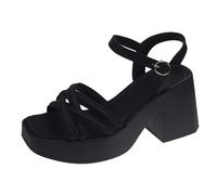 Talon Femme Confortable Chaussures Confort Chic Sandales Féeriques À Semelles Épaisses Pour Femmes Début Du Printemps Plateforme Haut De Gamme Talons Chaussure Femme Confortable (Black 35)