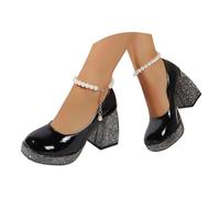 Talon Femme Ete, Escarpins élégants à chaîne de Perles : Talon compensé/Plateforme Tendance été ornée de Cristaux pour Toutes Les Occasions, du Quotidien aux événements Chics.