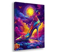 Talon Haut Peinture Numero Adulte, DIY 30x40cm Kits de Peinture au Numéro Lune pour Adultes Débutants et Enfants, avec Pinceaux et Peintures Acryliques, Paint by Numbers pour Décoration Maison, M-10