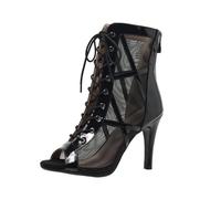 Talon Heels Danse Shoes en Mesh Chaussures de Danse Femme à Lacets Bottines Talon Femme de Soiree Club Chaussure Heels Dance Escarpins Femmes Sexy Stiletto Talons Hauts Bottine Sandales Noir Confort