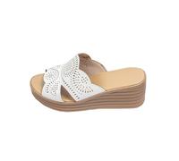 Talon Incliné Sandales Bout Ouvert Dames Chaussures Chic Pantoufles pour L'extérieur et L'intérieur Claquettes Plage Pantoufles Antidérapantes de Bain Sandal,Pantoufles compensées à Talons Hauts