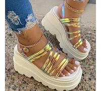 Talon Plate Chaussure Platform, Sandales Mode Femme Mules Sandales De Plage,Sandales De Plage Simple Et Léger Sandales Respirantes Et Confortables,Blanc,39EU