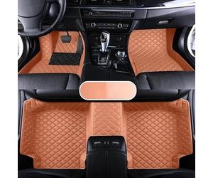 Talonnette Tapis de Sol en Cuir imperméable pour Skoda pour Superb 2009 2010 2011 2012 Accessoire intérieur Tapis Voiture Tous Temps(Brun)