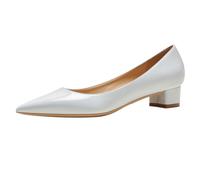Femmes Talon épais à Bout Pointu Escarpins Slip Classique en Cuir Verni sur Pump Shoes Blanc 39.5 EU