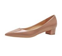 Femmes Talon épais à Bout Pointu Escarpins Slip Classique en Cuir Verni sur Pump Shoes Nude 42 EU