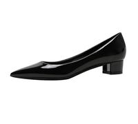 Talons carrés pour Femmes Cuir Verni Bout Pointu Talon épais Enfiler Escarpins pour Femmes pour la Remise des diplômes Noir 41 EU
