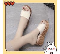 Talons compensés pour femmes/Taille inférieure de 1, sandales à plateforme beige, convient pour un mariage avec un voile blanc/Talons hauts pour femmes/Sandales à semelle épaisse, augmentant la hauteu