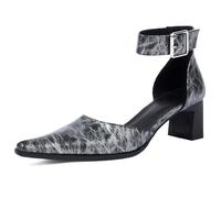 Talons de Travail Femme Gros Talon Bloc Bride Réglable Bout Pointu Largeur Confortable Escarpins Chaussures de Bureau Confortables Chaussures Habillées d'affaires,Gris,40 EU