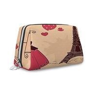 Talons et robes, trousse de maquillage de voyage en cuir de grande capacité, boutique parisienne, trousse de maquillage multifonctionnelle pour femmes, rouge marron, M, Rouge marron_9, Taille unique,