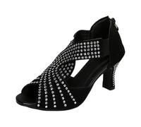 Talons Femme Confortable Sandale Femme Confortable Sandales À Talons Hauts Pour Femmes Chaussures D'Été Mignonnes Pour Danser Mariage Avec Fermeture Chaussure Orthopedique Sandale (Black 36)