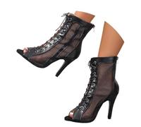 Talons Femme Sexy 7cm - Heels Dance Shoes pour Cours de Danse, Sandales à Talons Hauts avec Bouche de Poisson et Lacets Réglables, Confortables pour Soirée, Club ou Usage Quotidien - Noir