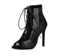 Talons Femme Sexy 7cm - Heels Dance Shoes pour Cours de Danse, Sandales à Talons Hauts avec Bouche de Poisson et Lacets Réglables, Confortables pour Soirée, Club ou Usage Quotidien - Noir