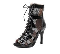 Talons Femme Sexy 9/7cm - Heels Dance Shoes pour Cours de Danse, Sandales à Talons Hauts avec Bouche de Poisson et Lacets Réglables, Confortables pour Soirée, Club ou Usage Quotidien - Noir
