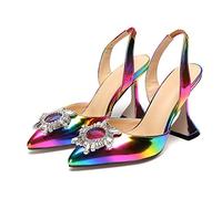 Talons Hauts Arc-en-Ciel Dames Sandales Pointues de Soleil de Soleil ruine Talons de Mariage Talon de Talon de Talon (2,5 UK)