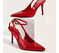 Talons hauts élégants et sexy à bout pointu avec bride et boucle, rouges, pour soirée/banquet, élégants CN35,CN36,CN37,CN38,CN39,CN40,CN41,CN42,CN43