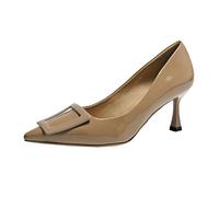 Talons Hauts en Cuir Verni de 7cm Augmentation de la Hauteur Tempérament Pompes Noirs Mode Cour Chaussures Pointues en Cuir Verni Robe Femmes Chaussures
