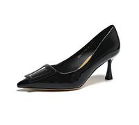 Talons Hauts en Cuir Verni de 7cm Augmentation de la Hauteur Tempérament Pompes Noirs Mode Cour Chaussures Pointues en Cuir Verni Robe Femmes Chaussures