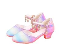 Talons hauts for fille associés à une robe de soirée, chaussures de princesse de performance, couleur arc-en-ciel rose(30)