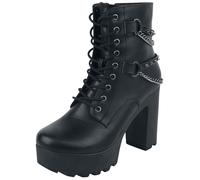 Talons hauts Gothic de Gothicana by EMP - Bottines Noires Avec Sangles Cloutées & Chaînes - EU37 à EU41 - pour Femme - noir EU 37