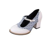 Talons hauts pour femme avec bout rond, talon épais - Sangle de cheville élégante dans des couleurs contrastées pour la vie quotidienne et les loisirs